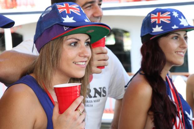 australia day hat red cup girl