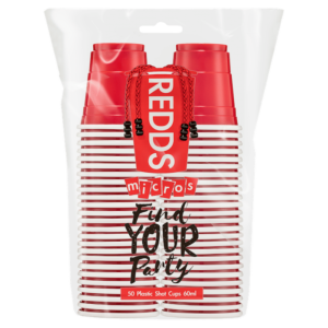 REDDS Cups micros plastic red shot cups 60ml