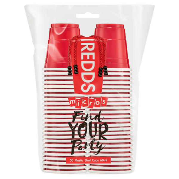 REDDS Cups micros plastic red shot cups 60ml