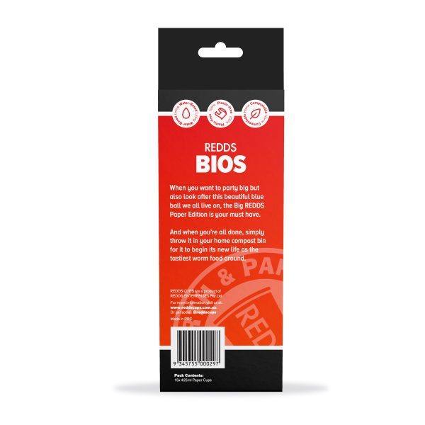 Home compostable paper cups - red cups - REDDS