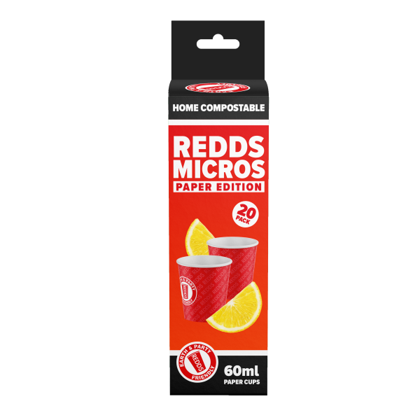 Home compostable red paper shot cups - 60ml red cups - REDDS - 60ml compostable paper cups